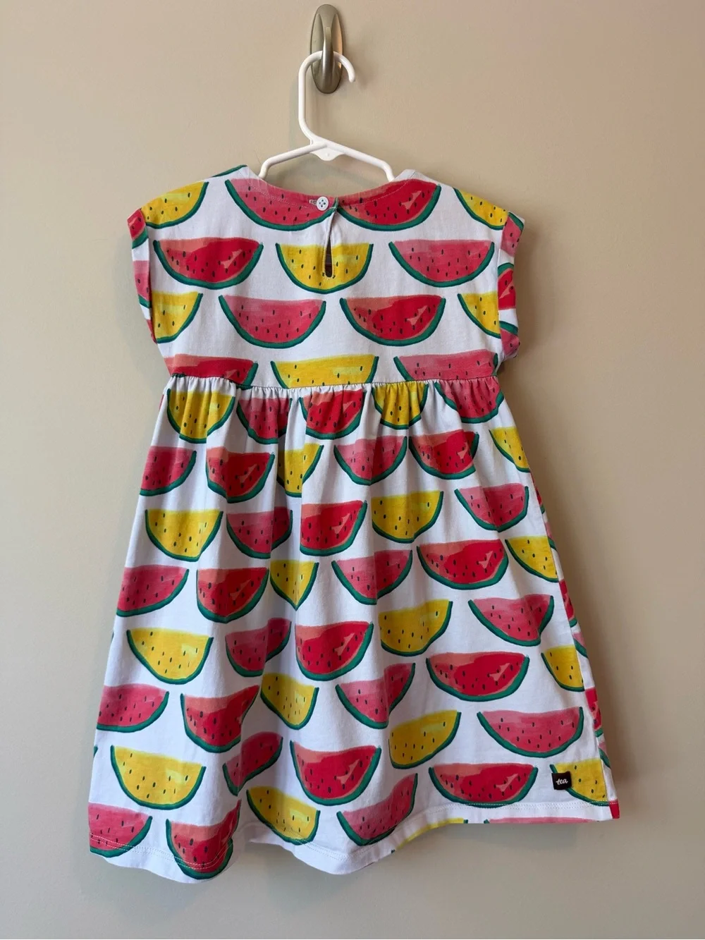 Tea Collection Watermelon Print Dress Size 4 | White Red Yellow | VGUC